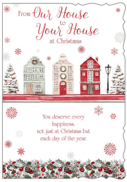Our house to your house Christmas card - festive town