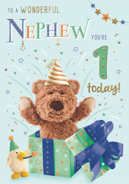 Nephew 1st birthday card- cute bear