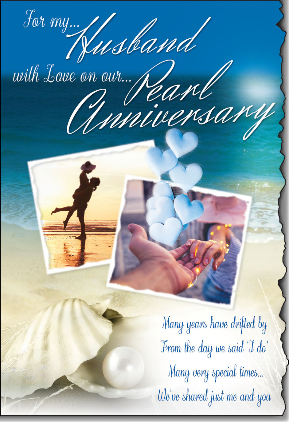 Pickture-This A5 Pearl Wedding Anniversary Card For Wife – Silver Front With Envelope