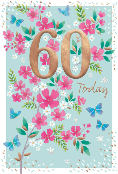 60th birthday card- flowers