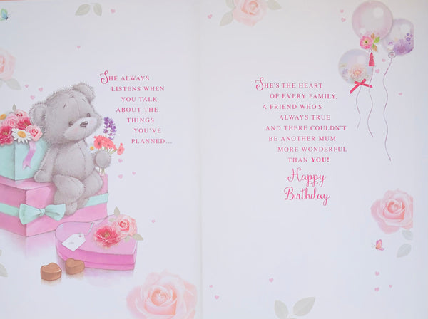Mum birthday card - cute bear with sentimental verse