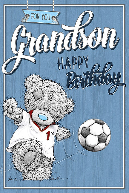 Grandson birthday card- tatty teddy footballer