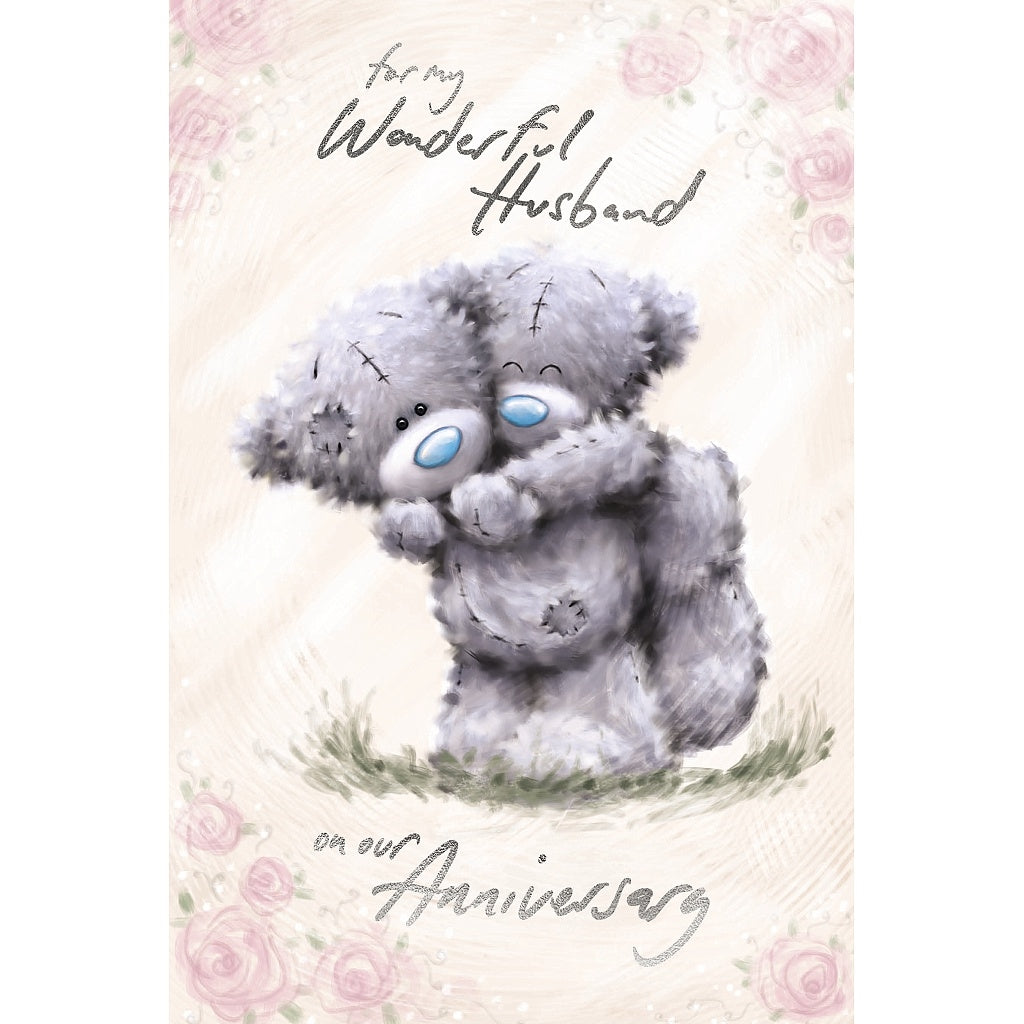 Me to you Husband anniversary card  two tatty teddy bears hugging
