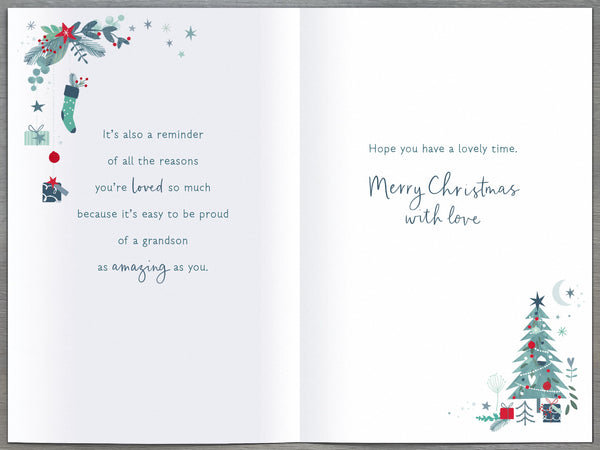 Grandson Christmas card- Luxury card- sentimental verse