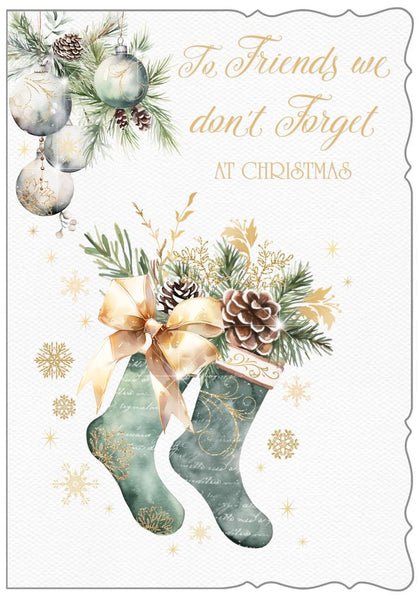 Friends we don’t forget Christmas card - Xmas stockings