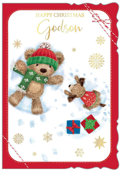 Godson Christmas card - cute bear