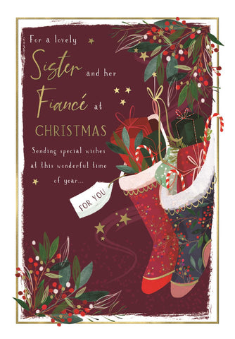 Sister and Fiancé Christmas card - Christmas stockings
