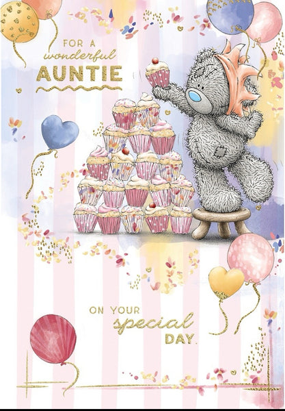 Me to you Auntie birthday card - tatty teddy cupcakes