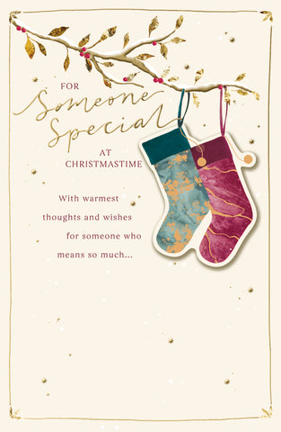 Someone special Christmas card- Xmas stockings