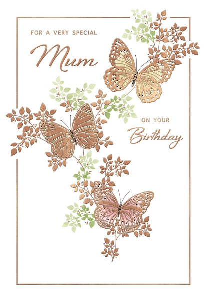 Mum birthday card - butterflies and sentimental verse