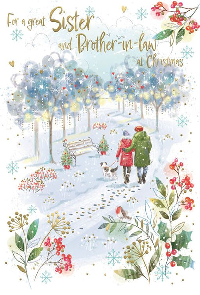 Sister and Brother-in-law Christmas card - winter walk