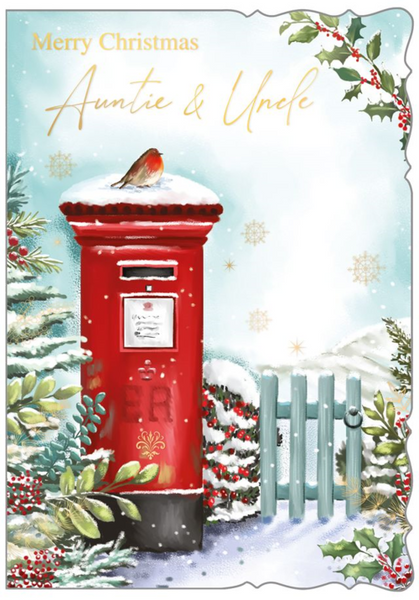 Auntie and Uncle Christmas card - Xmas postbox