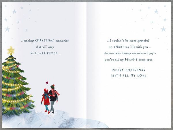Wife Christmas card- romantic Xmas walk