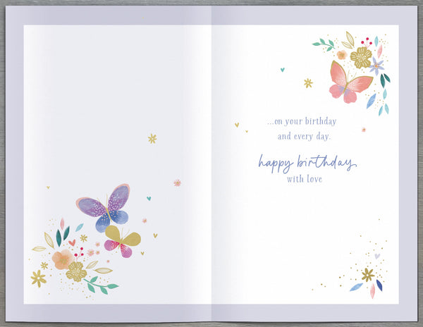 Niece birthday card - flowers and butterfly