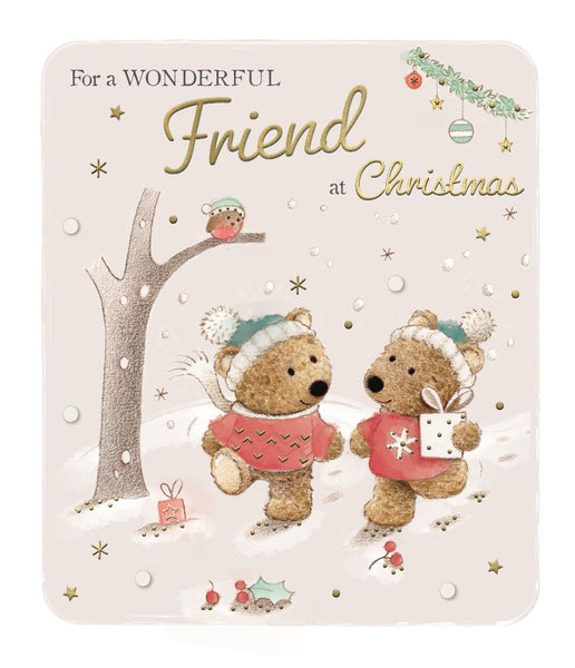 Special friend Christmas card - festive bears