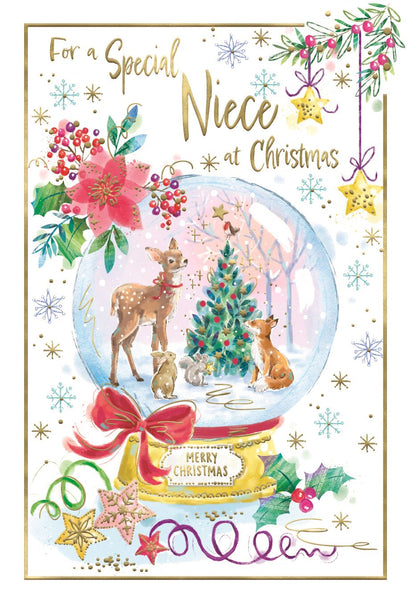 Niece Christmas card- beautiful snow globe