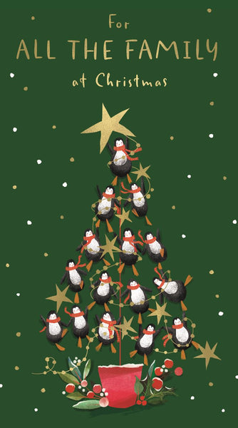 To All the family Christmas card - cute penguins