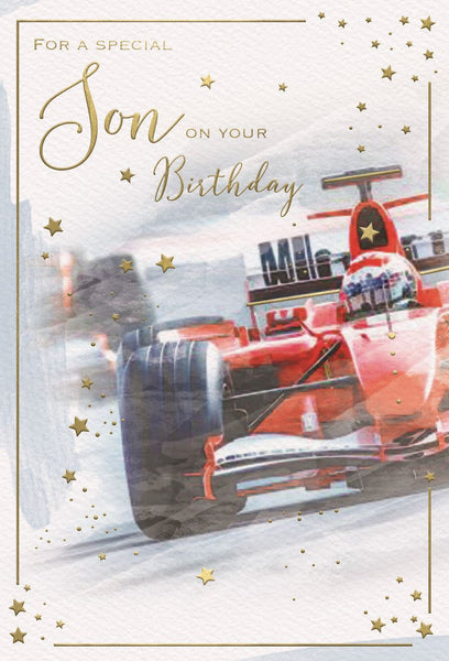 Son birthday card- racing car