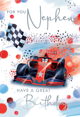 Nephew birthday card- racing car