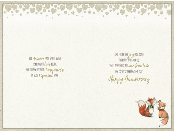 Husband anniversary card - cute foxes