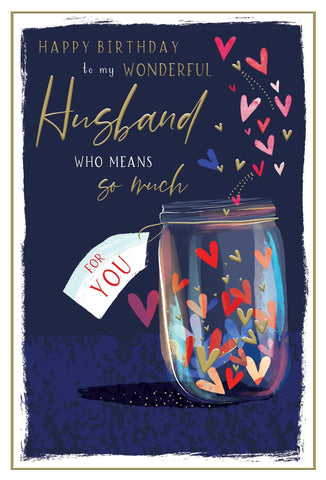 Husband birthday card - jar of hearts