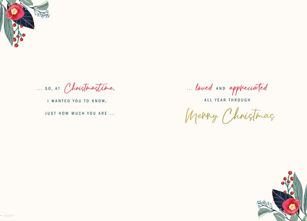 Sister Christmas card- festive flowers