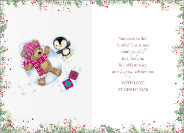 Daughter Christmas card - cute bear