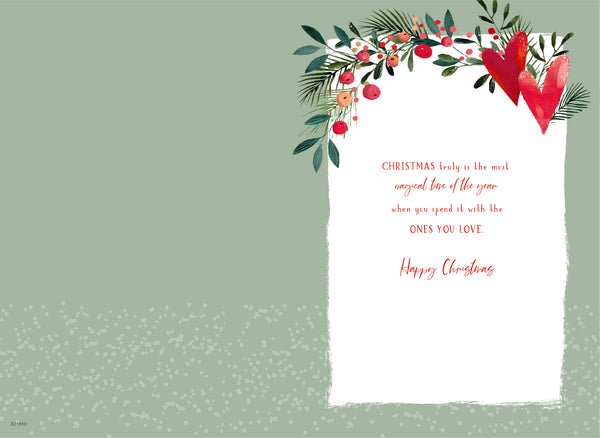 Daughter and fiancé Christmas card -mistletoe