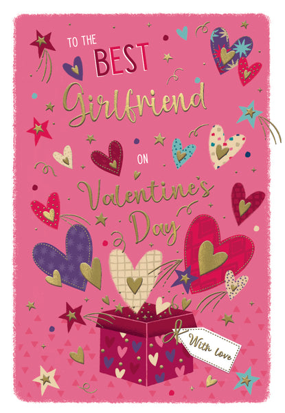 Girlfriend Valentine’s Day card - hearts and stars