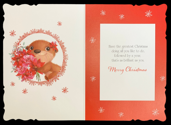 Friend Christmas card- cute otter