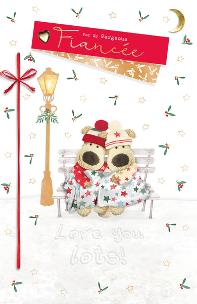Fiancée Christmas card - Boofle with Xmas flowers