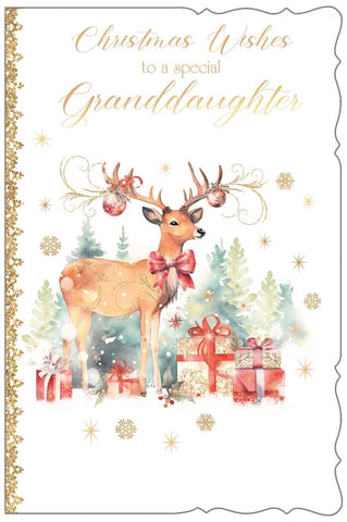 Granddaughter Christmas card - festive reindeer
