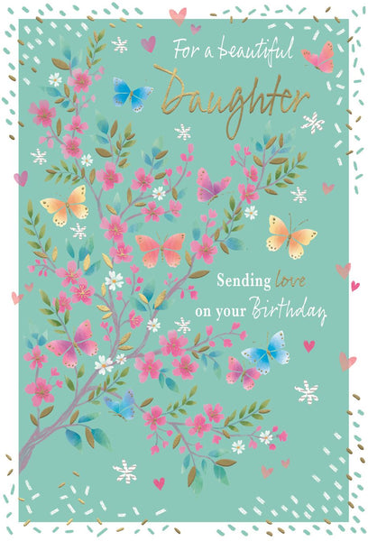 Daughter birthday card- beautiful flowers and sentimental verse