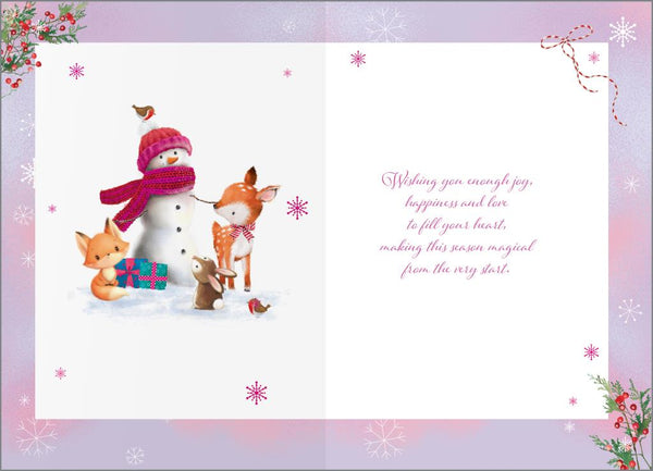 Granddaughter Christmas card- cute snowman
