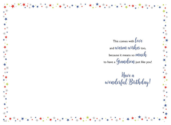 Grandson birthday card - shiny stars