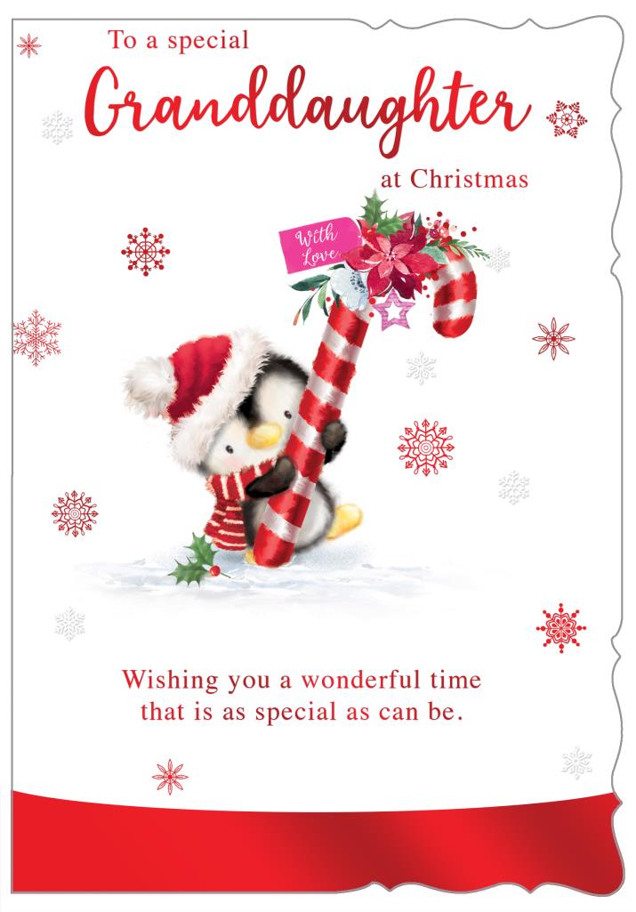 Granddaughter Christmas card - cute penguin
