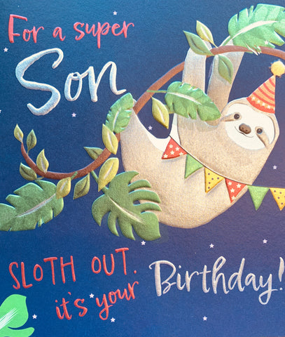 Son birthday card - birthday sloth