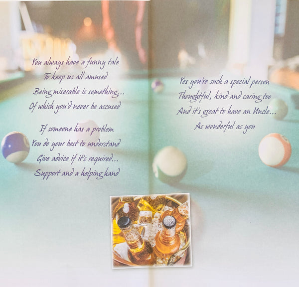 Uncle Birthday card - beers and pool