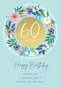 60th birthday card - flowers