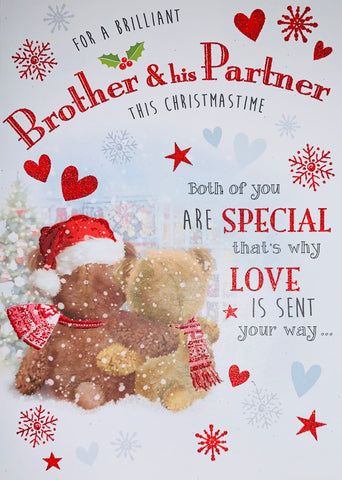 Brother and Partner Christmas card - Xmas bears