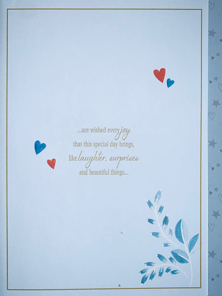 Son and Daughter in law anniversary card - anniversary toast- large card