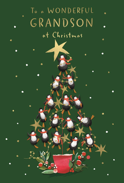Grandson Christmas card- cute penguins