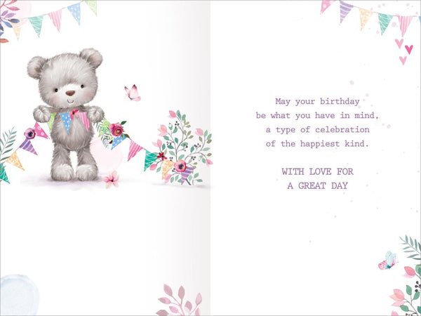 Granddaughter birthday card- cute bear