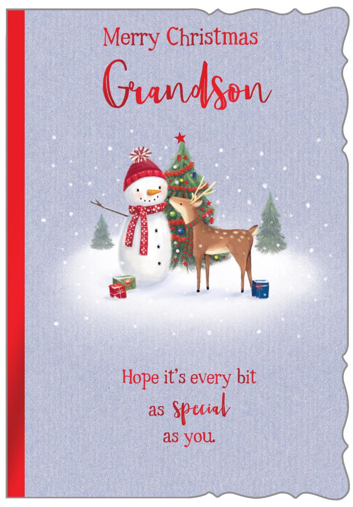 Grandson Christmas card - Cute Snowman