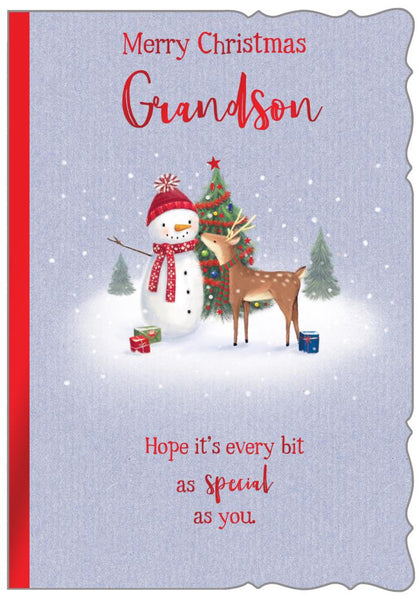 Grandson Christmas card - Cute Snowman