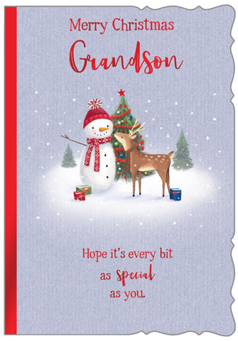 Grandson Christmas card - Cute Snowman