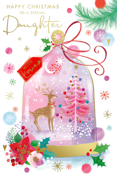 Daughter Christmas card - festive reindeer