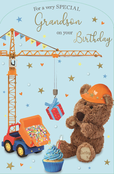 Grandson birthday card - cute bear