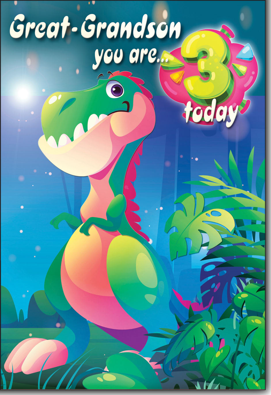Great-Grandson 3rd birthday card - dinosaur