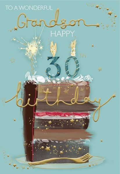 Grandson 30th birthday card- birthday cake